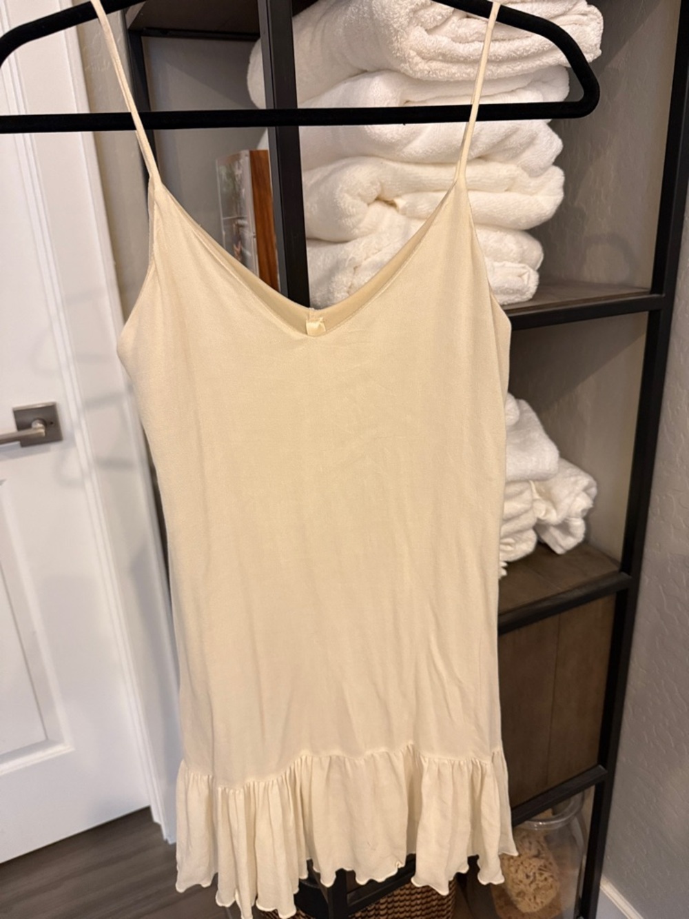 Lovely Day Cream Ruffle-Hem Slip Dress